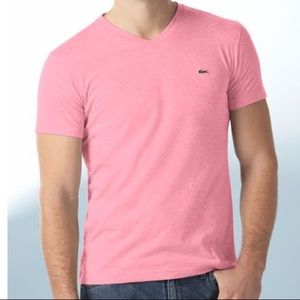 Lacoste Men's Pink 6 Pima Jersey V-neck T-shirt